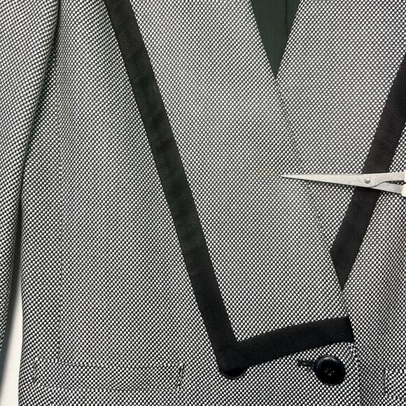 VTG Kasper Houndstooth 80s Ivy League Micro Plaid Double Breasted Blazer Rayon 8 - Picture 4 of 7